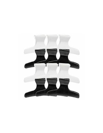 Hair Clip 12 Pcs E-53 Black and White